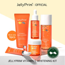 Jellyprim Vitamin C Whitening Set Brighten Skin Moisturizer Fade Spots Reduce Dullness 5 in 1 Skincare Set